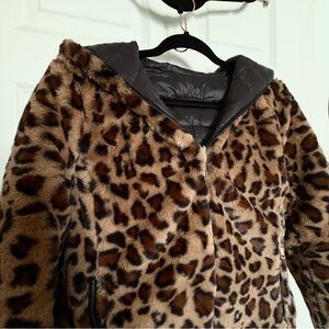 Leopard Print Faux Fur Puffer Jacket
